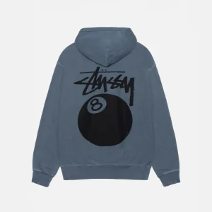 STUSSY 8 BALL HOODIE PIGMENT DYED BLUE