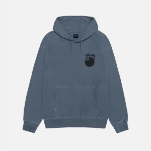 STUSSY 8 BALL HOODIE PIGMENT DYED BLUE