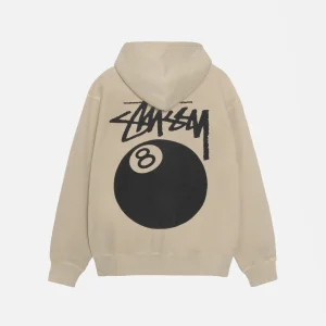 STUSSY 8 BALL ZIP HOODIE PIGMENT DYED KHAKI