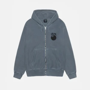 STUSSY 8 BALL ZIP HOODIE PIGMENT DYED