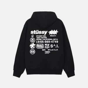 STUSSY DNA ZIP HOODIE BLACK