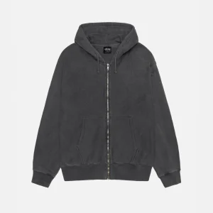 STUSSY BUANA ZIP HOODIE PIGMENT DYED BLACK