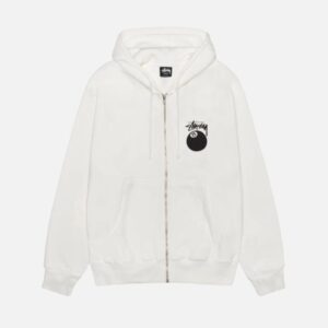 8 Ball Zip Hoodie White