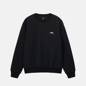 STUSSY OVERDYED STOCK LOGO CREW BLACK