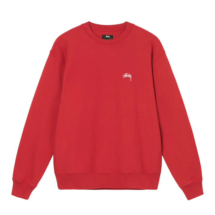 STUSSY OVERDYED STOCK LOGO CREW RED